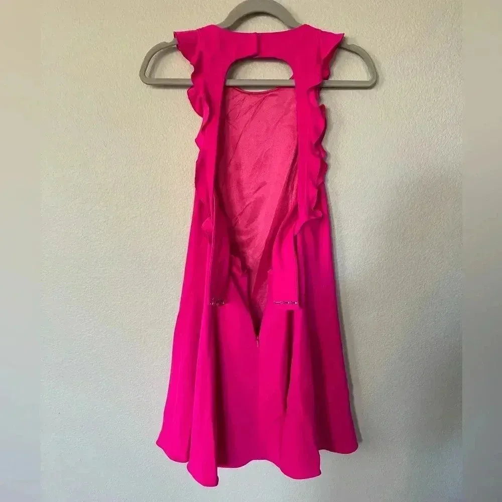 JayGodfrey Fuchsia Ruffle Fit & Flare Mini Dress Women’s Size 10 Pink - Image 6