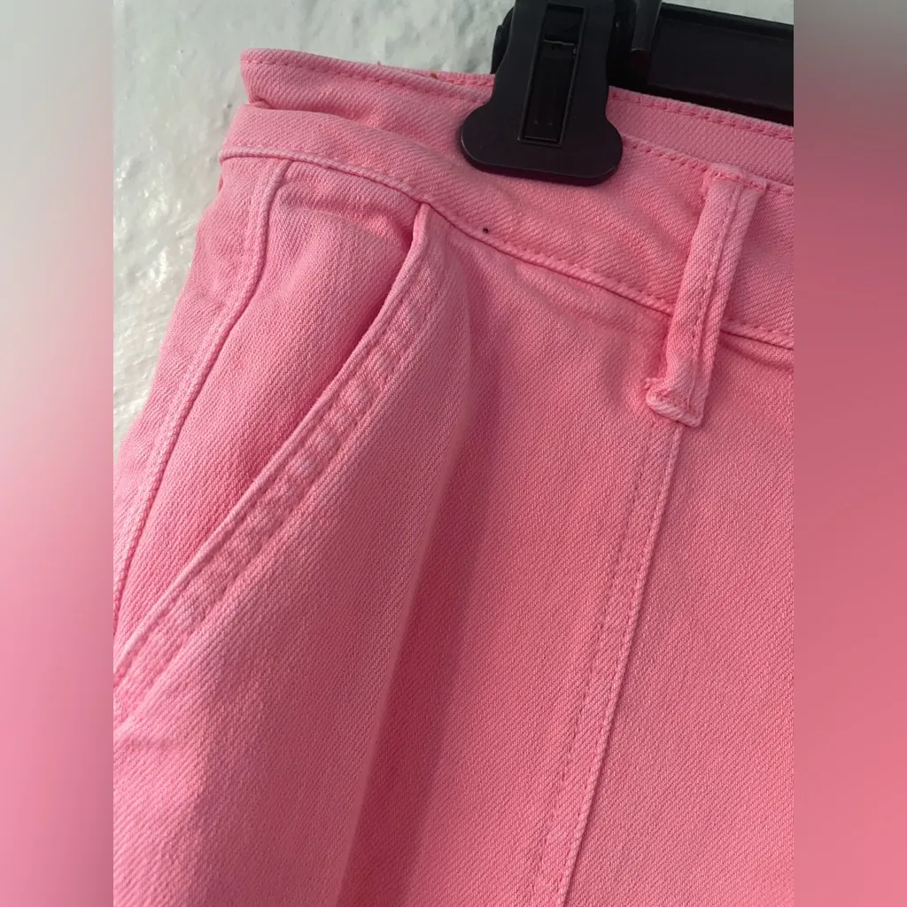 Judy Blue Garment Dyed High Waist Straight Leg Cargo Jeans Pink Pockets; 11/30 - Image 3