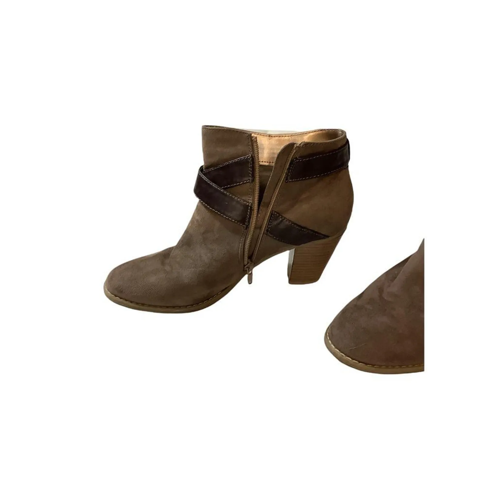 Boho Minimalist Taupe Faux Suede Ankle Booties Report Tulsa Women’s 8.5 Brown - Image 8