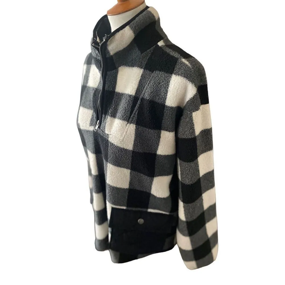 Como Vintage Black and White Checkered Half Zip Mock Collar Pullover Size XL - Image 9