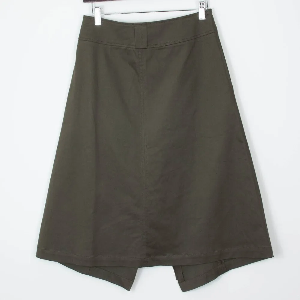 Zara‎ Asymmetrical Zipper Khaki Midi Skirt Womens Size XS - Image 10