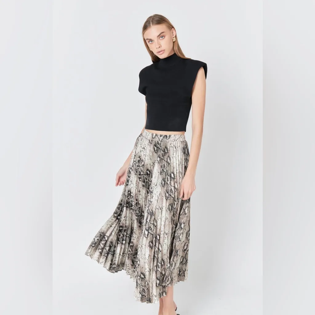 Endless rose SNAKESKIN PLEATED MIDI SKIRT - Image 7