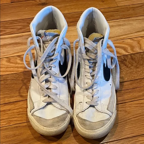 Nike White and Black High-Top Sneakers - Image 2