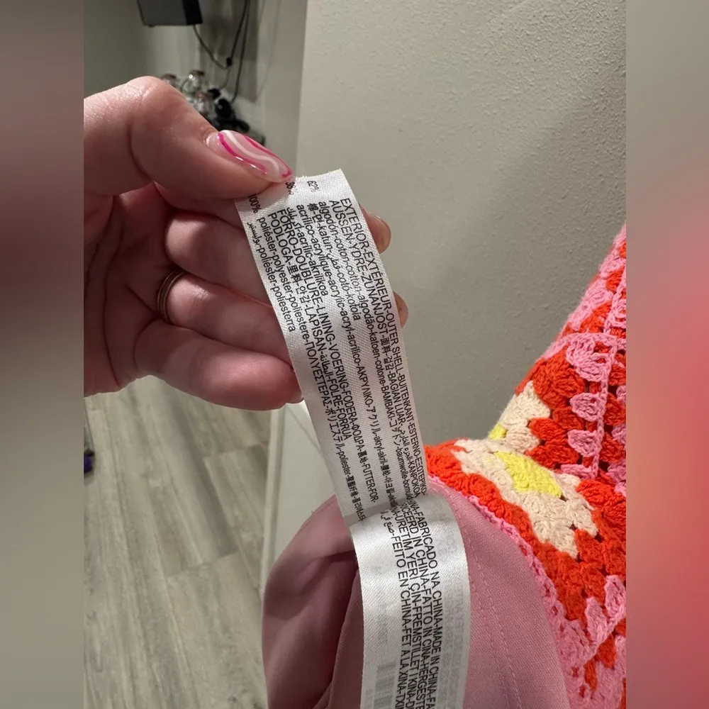 Zara Crochet Dress Pink and Orange - Image 9