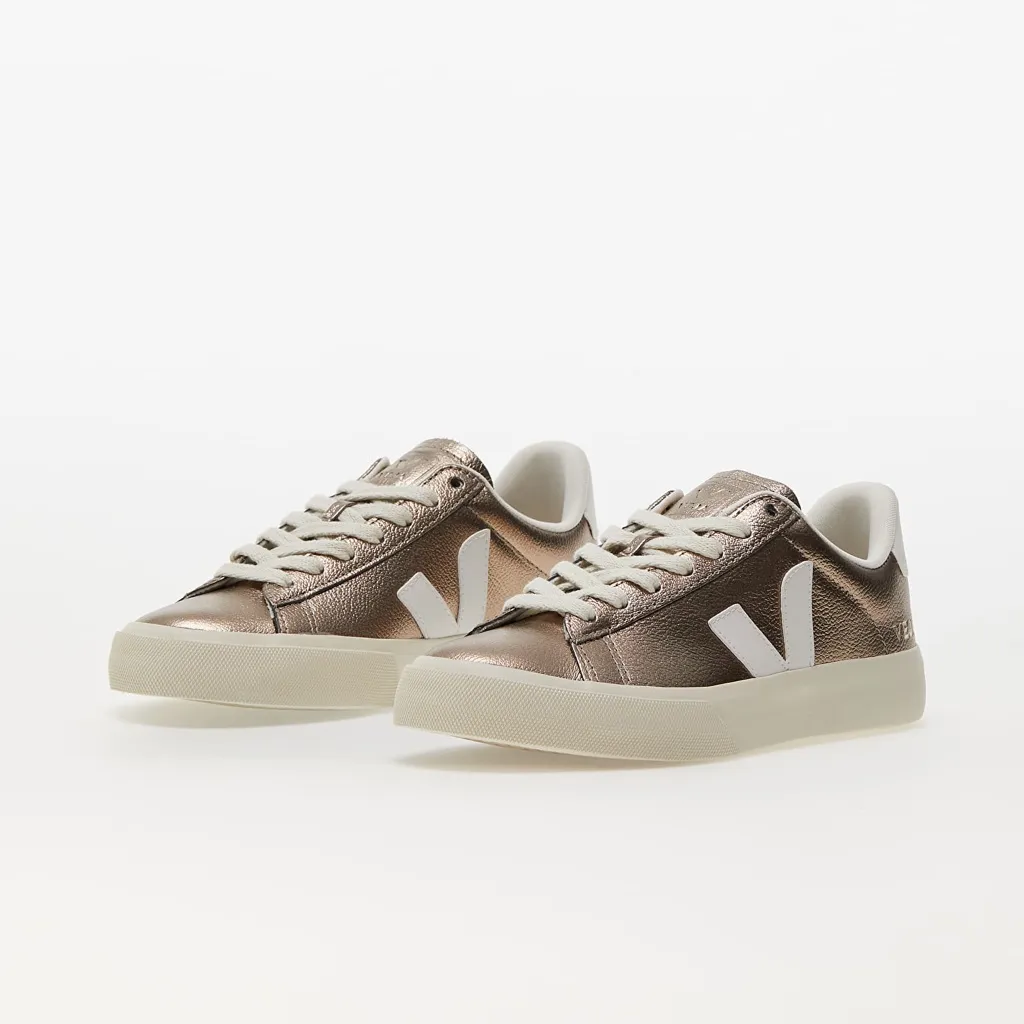 Veja Campo Bronze Metallic Crinkled Leather Low Top Sneakers - Image 3