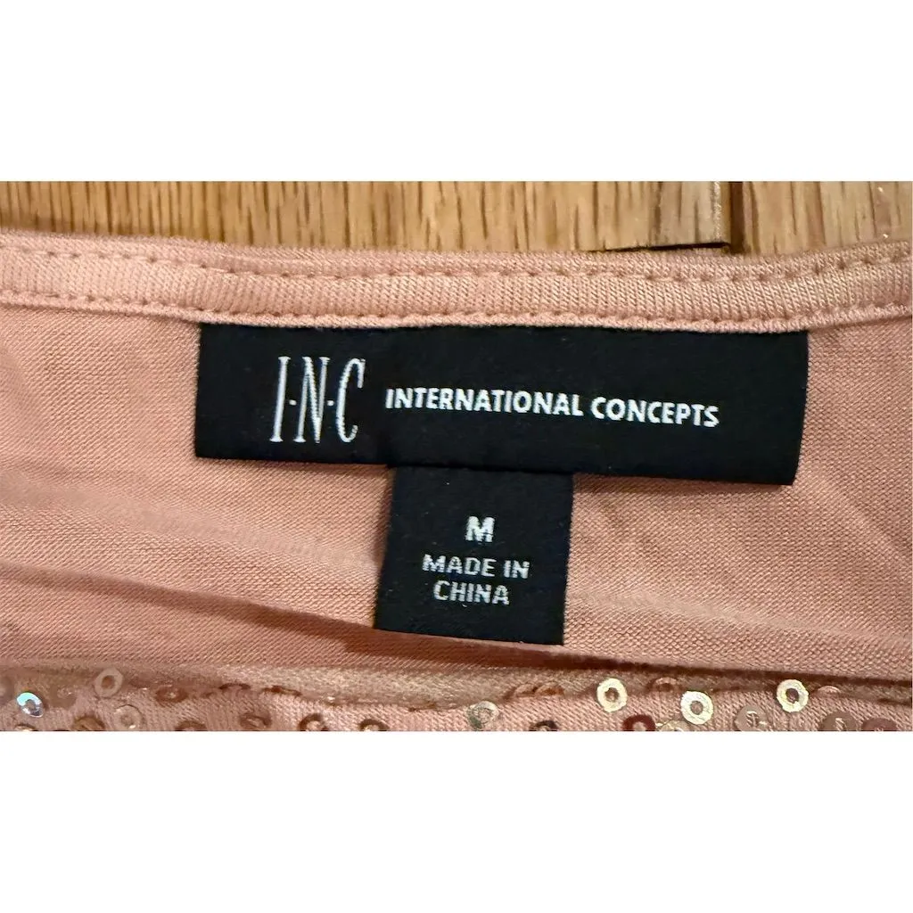 I.N.C Women's Link Sequin Cold Shoulder Blouse Size M Party Top NWT Pink Size M - Image 7