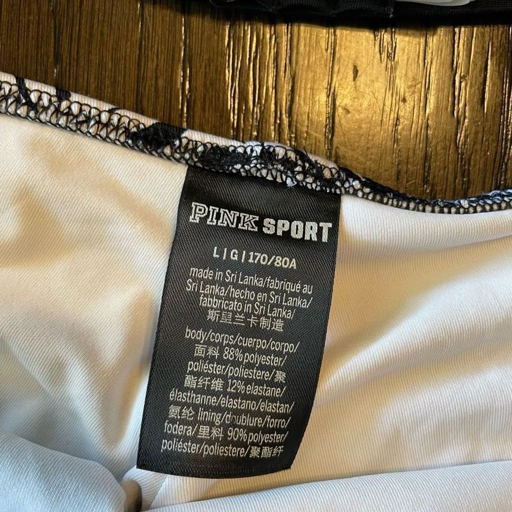 PINK Victorias Secret black white palm tree bikini set M/L - Image 4