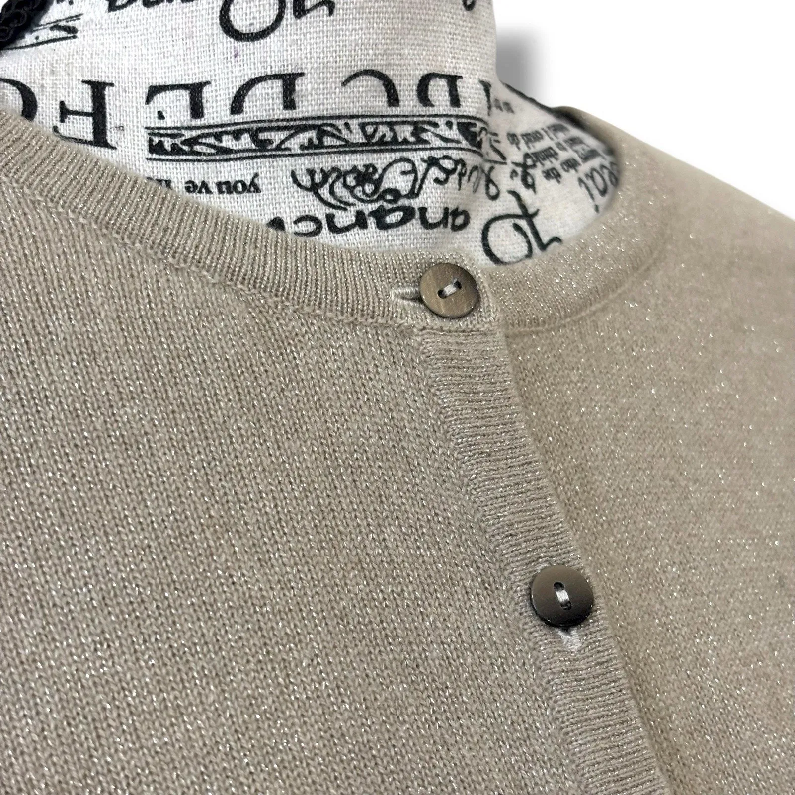NWT Boden Size M L (10) Beige Shimmer Cashmere Cardigan Sweater Classic Capsule - Image 3