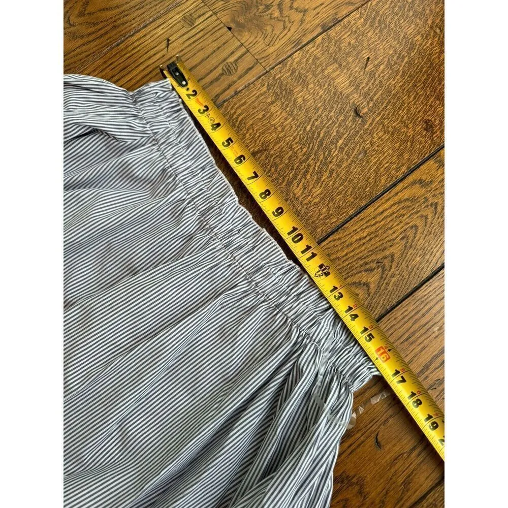 AMERICAN  EAGLE OUTFITTERS Sz M Blue Pin Striped Top 3/4 Tie Sleeves Excellent - Image 2