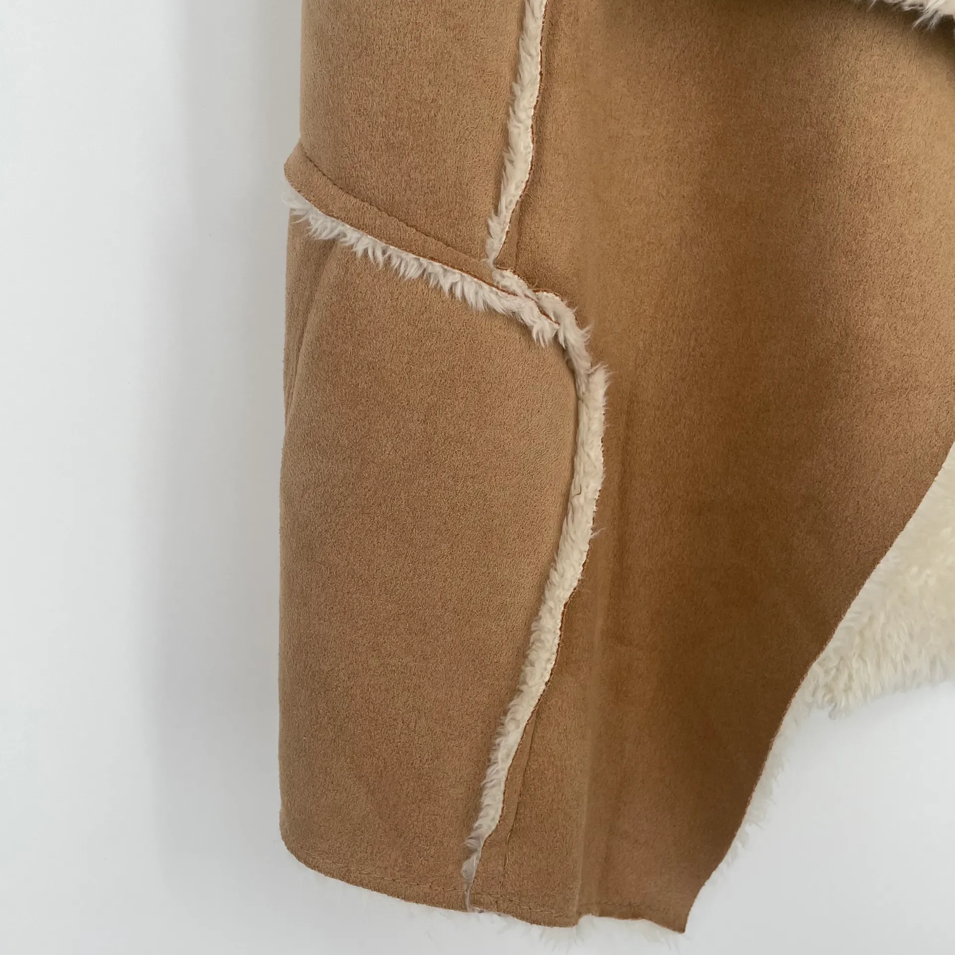 Mystree Womens Open Front‎ Faux Suede & Fur Southwestern Sleeveless Vest Medium - Image 5