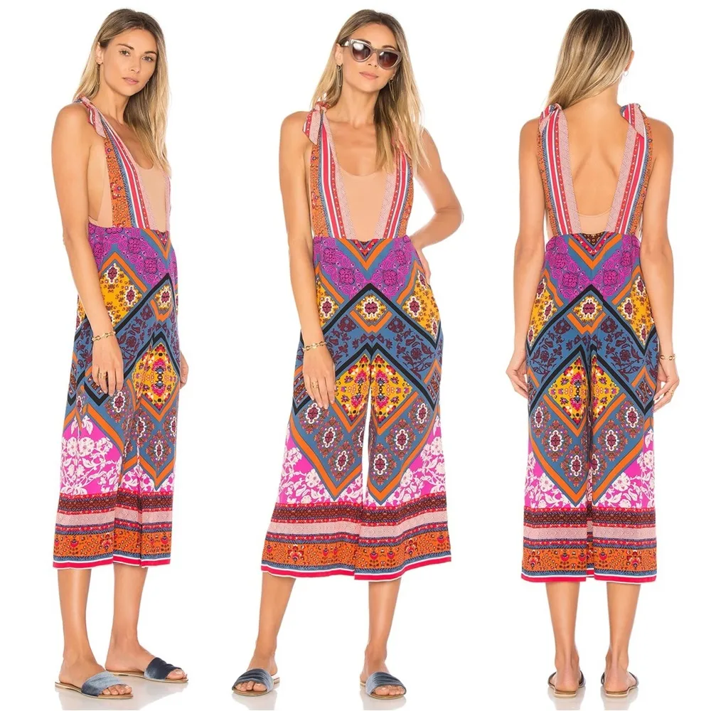 Free People • Maritzah One Piece jumpsuit culotte wide leg romper patchwork boho - Image 5