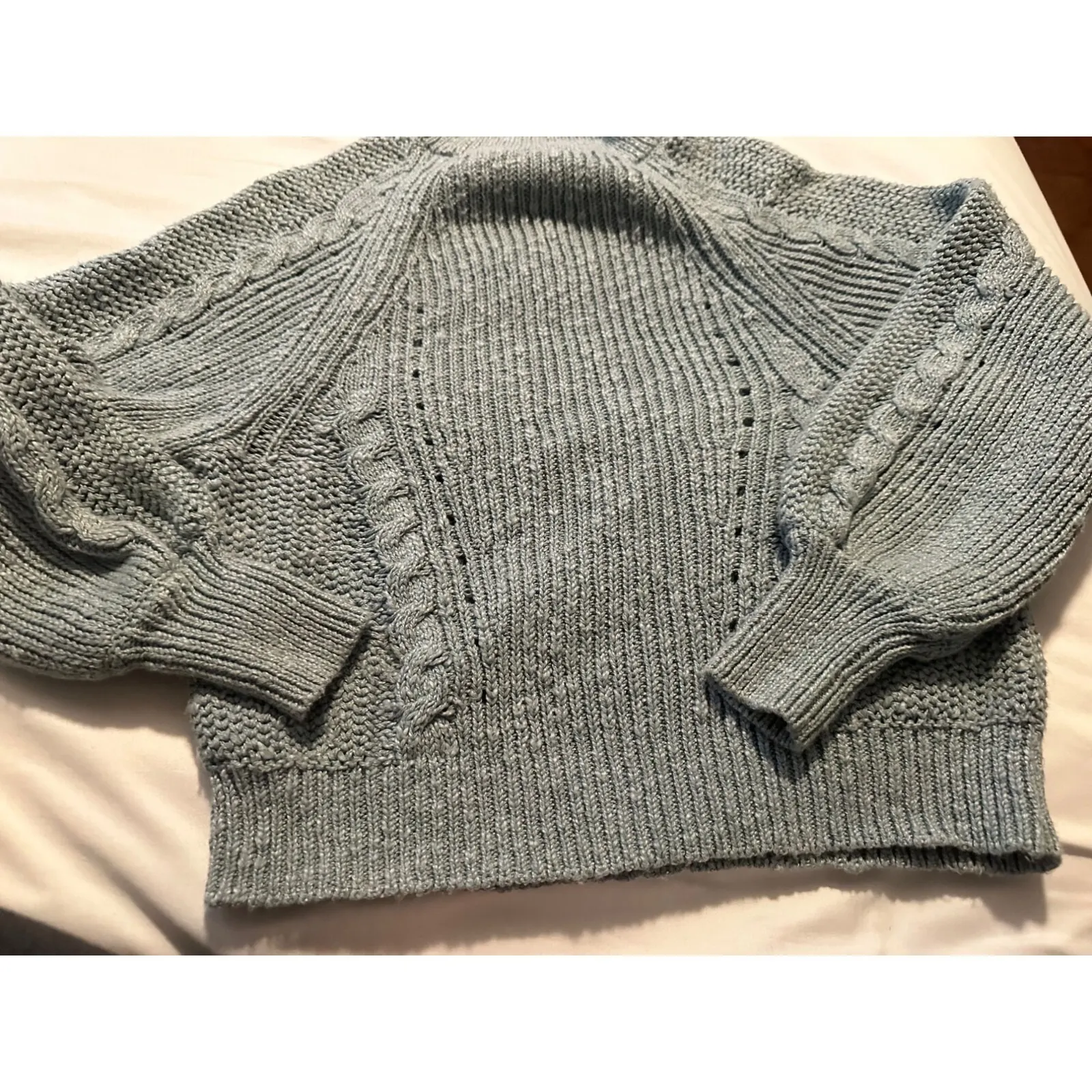 American Eagle light blue cable‎ knit sweater S - Image 3