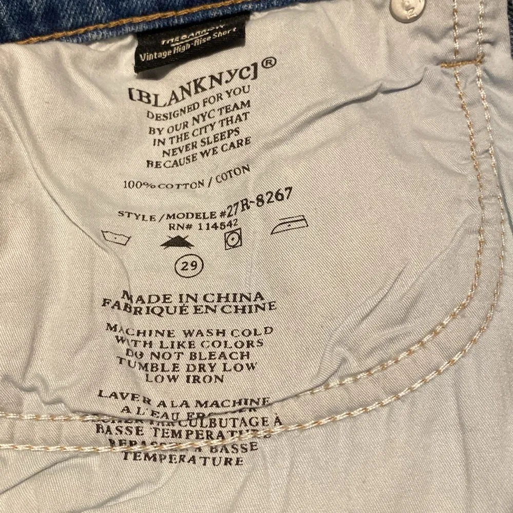 BlankNYC The Barrow Vintage High Rise Jean Cut Off Shorts Blue White Size 29 - Image 9