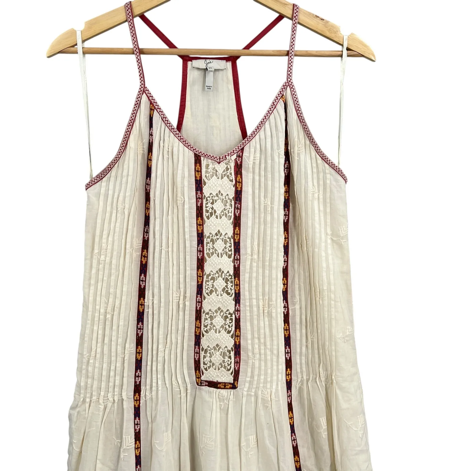 Joie Mini Dress Cream Embroidered Pleated Boho Festival Style Embroidered XS - Image 2