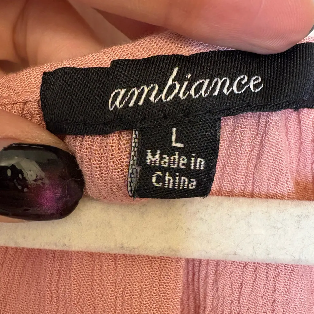 Ambiance Mauve Peplum Blouse Crochet Boho Western Prairie Top L Pink Size L - Image 4