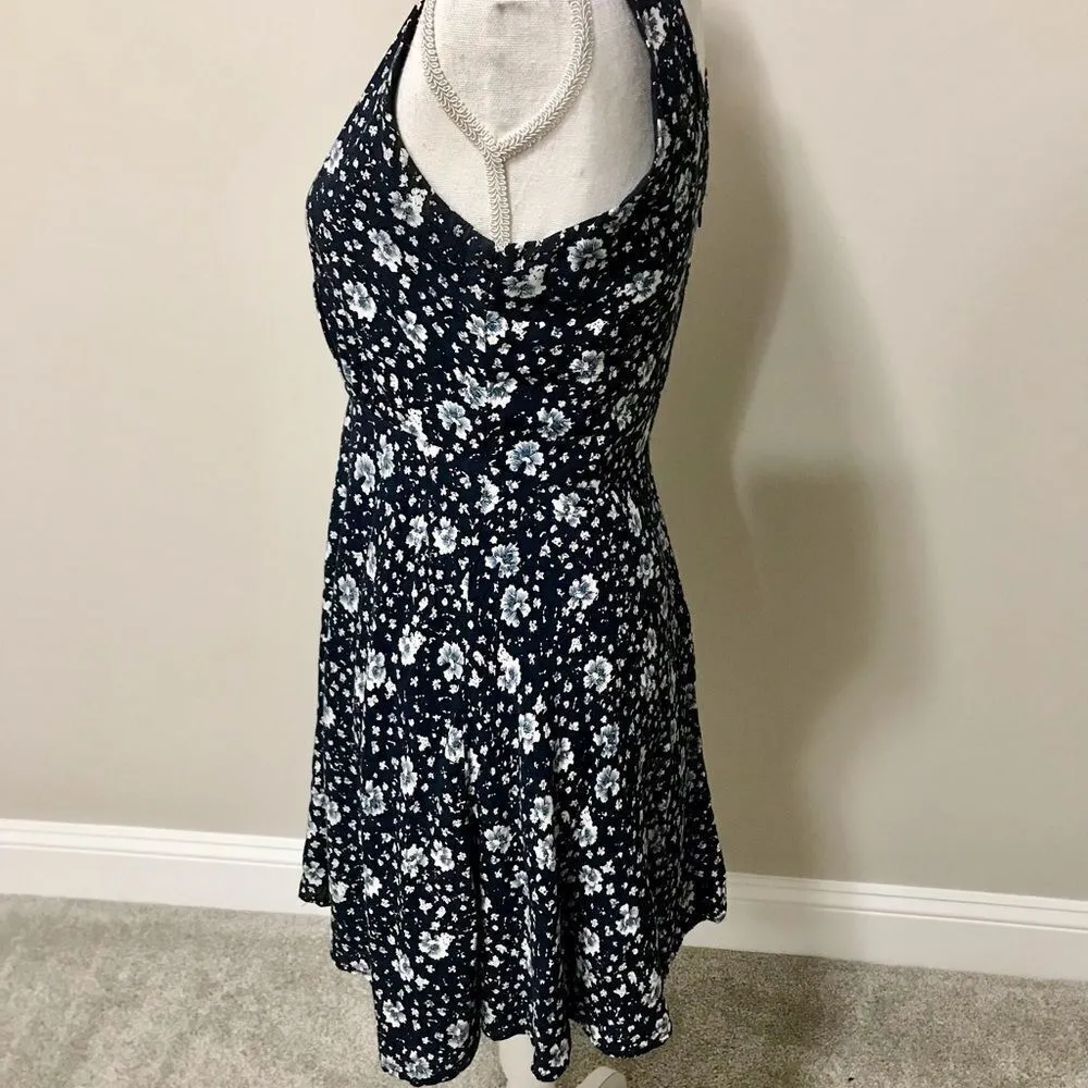 Lulus Poppy Patch Navy Blue Floral Print Skater Dress Blue - Image 5