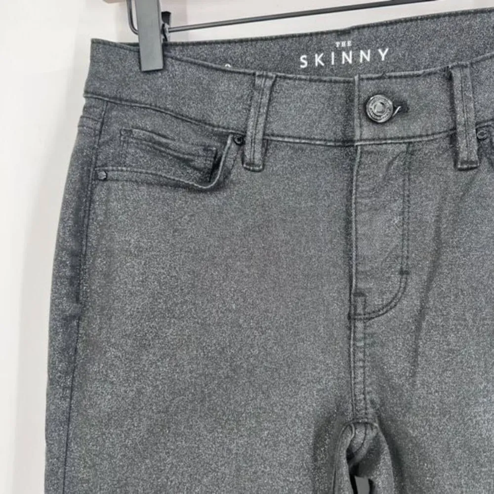 White House Black Market Women's Metallic Gold Foil Skinny‎ Ankle Jeans Size 0 - Image 2