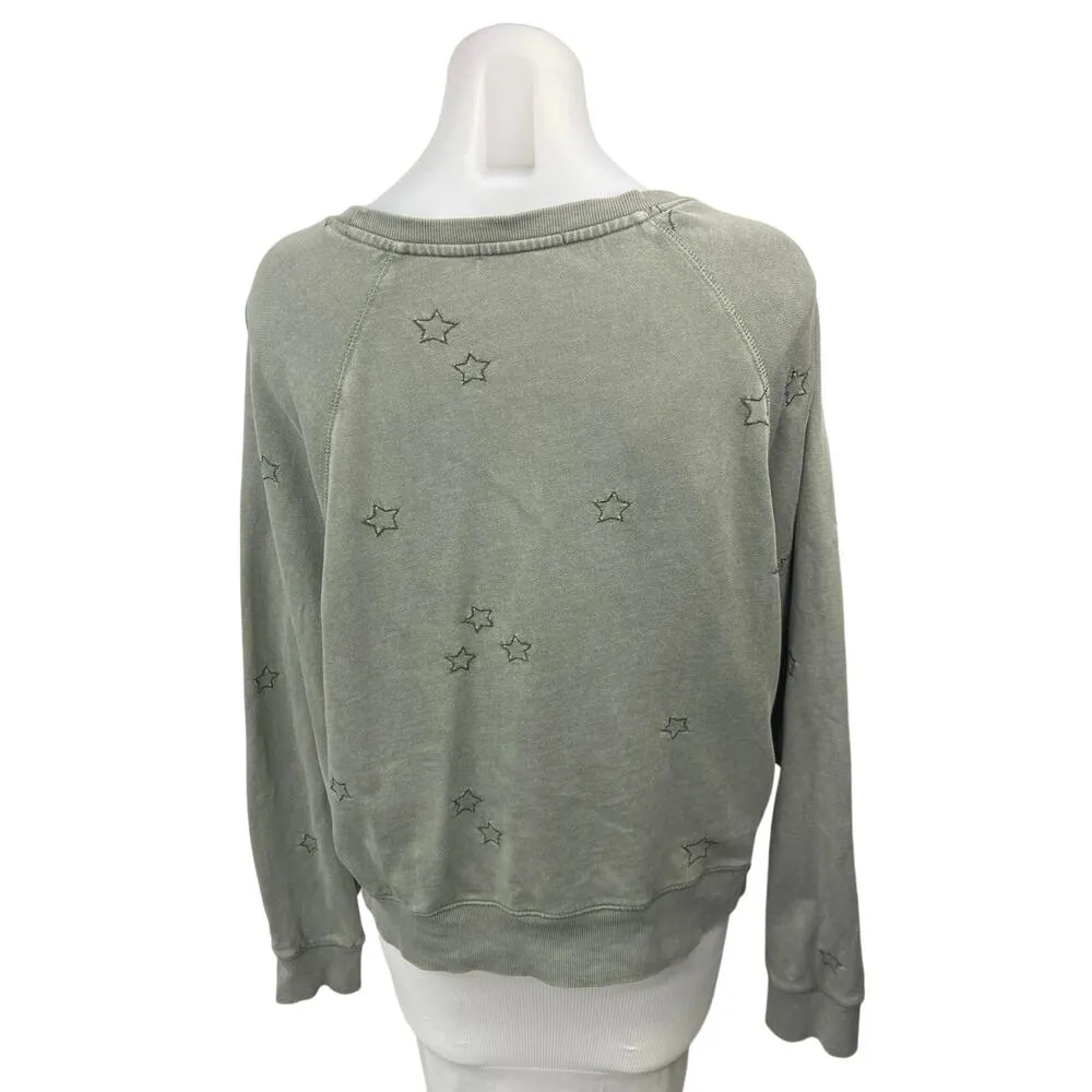 Z Supply Women's Gray Embroidered Star Crew Pullover Sweatshirt Sweater Top M - Image 2