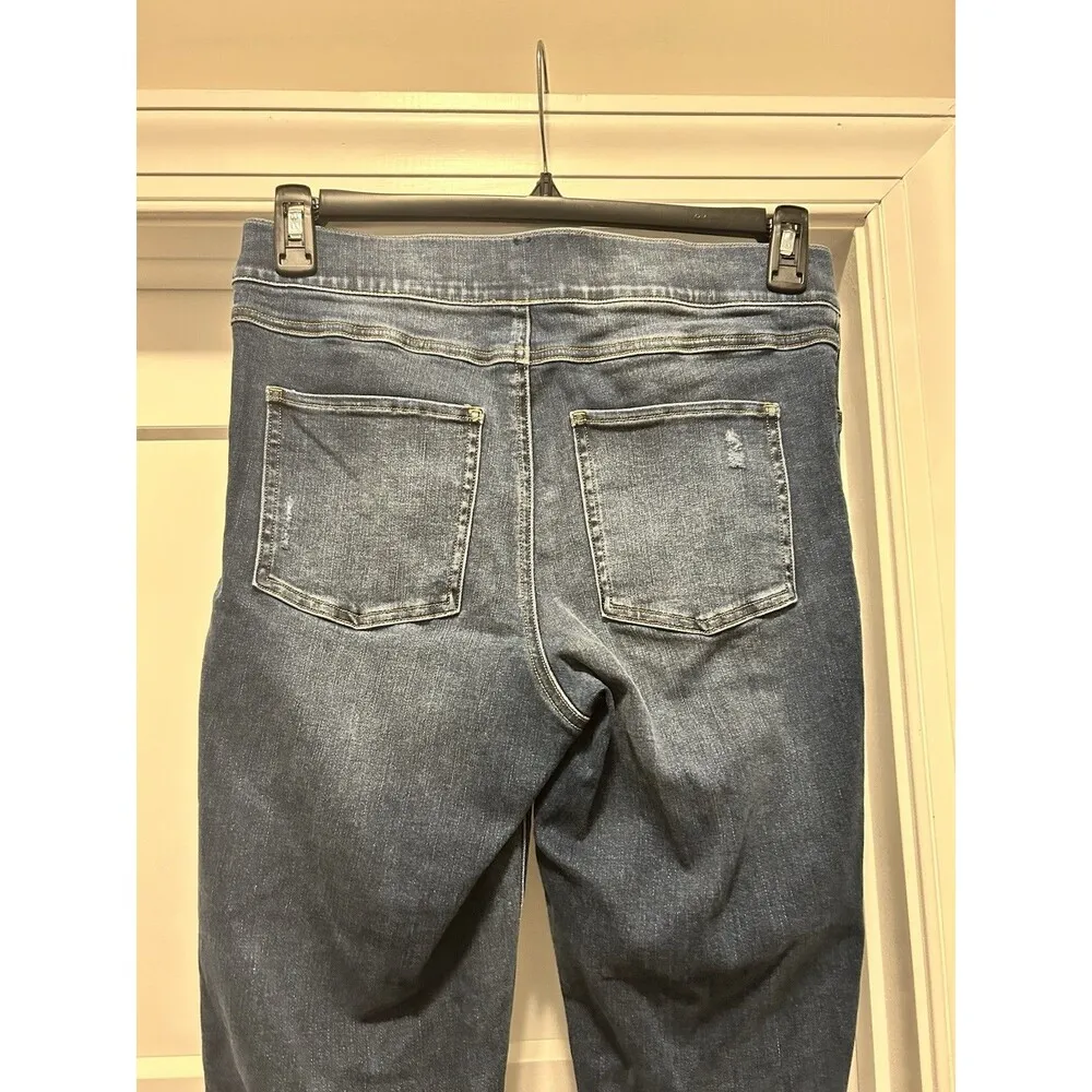 SPANX Size Large Dark Wash Skinny Pull-on Jeans Denim Shapewear Tummy Control - Image 6