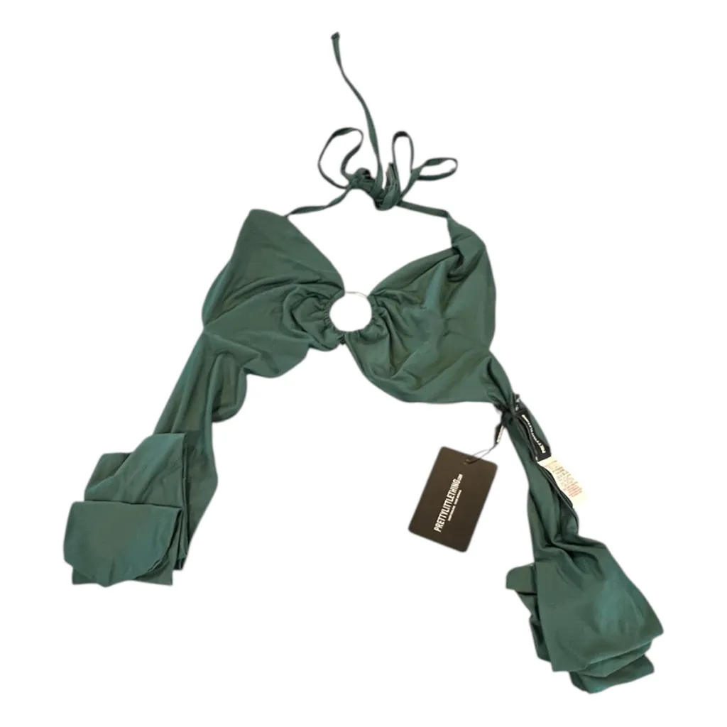 PrettyLittleThing Jasper Green‎ Plunge Ring Detail Bralet Size 16 NWT - Image 5
