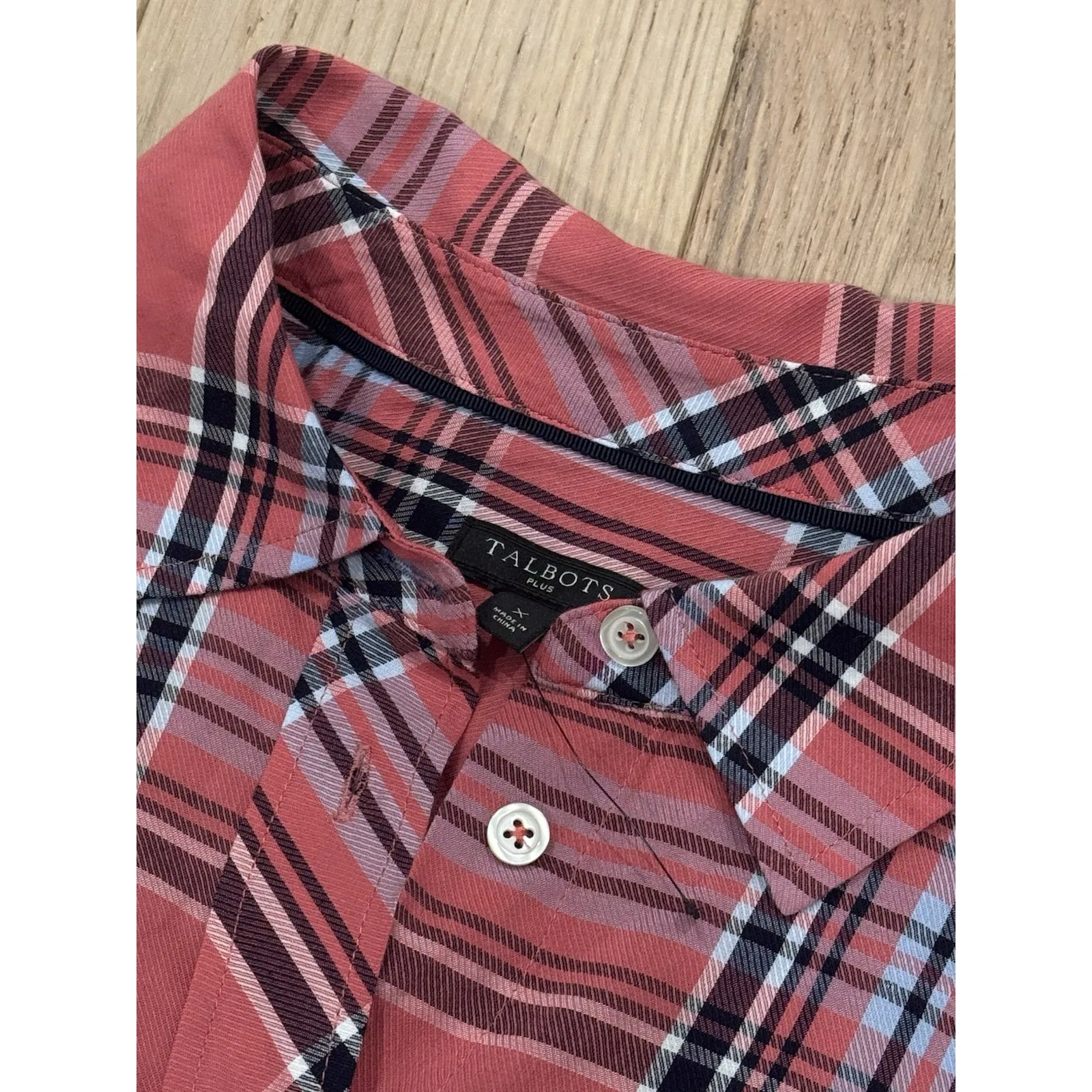 Talbots Womens Plaid Button Up Top‎ Size 1X Pink Long Sleeve Equestrian Country - Image 4