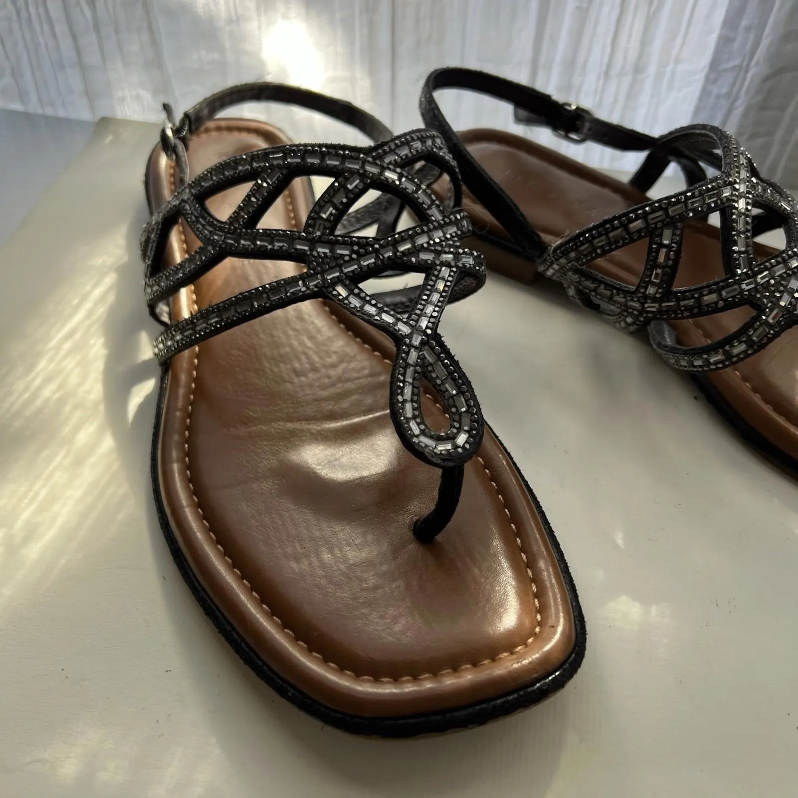 Kelly & Katie Norna sandal in a black/silver color rhinestone size 9.5 M brown Black - Image 3