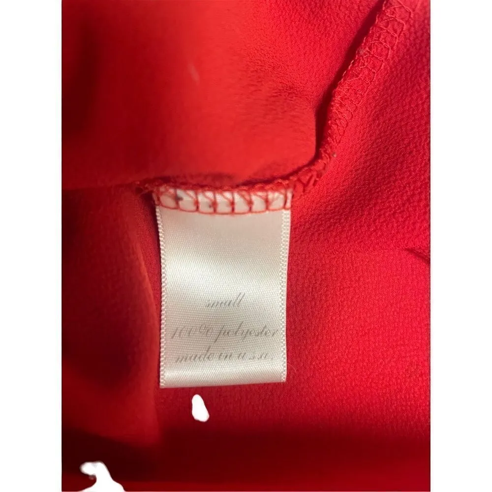 Alya Red Blouse With V-Neck and 3/4in Bell Sleeve with Filagree Lace Pattern Dow - Image 12