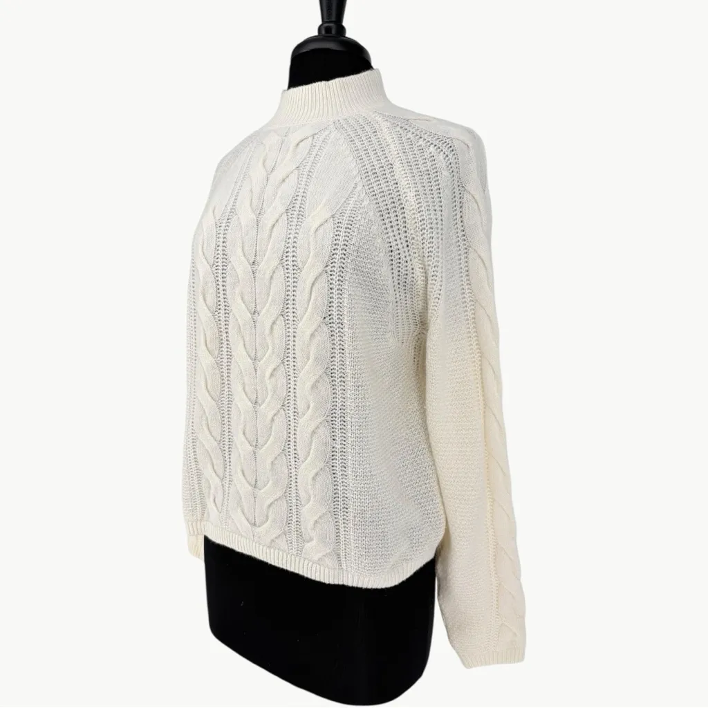 NWT Banana Republic Italian Merino Wool Cable Knit Sweater | Sz Medium | Ivory - Image 6