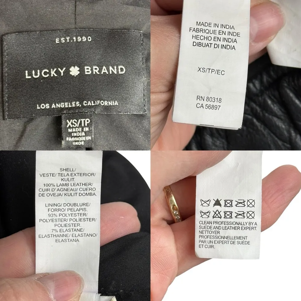 Lucky Brand Ana 100% Lamb Leather Jacket Moto Full Zip Womens Size XS Bomber - Image 12