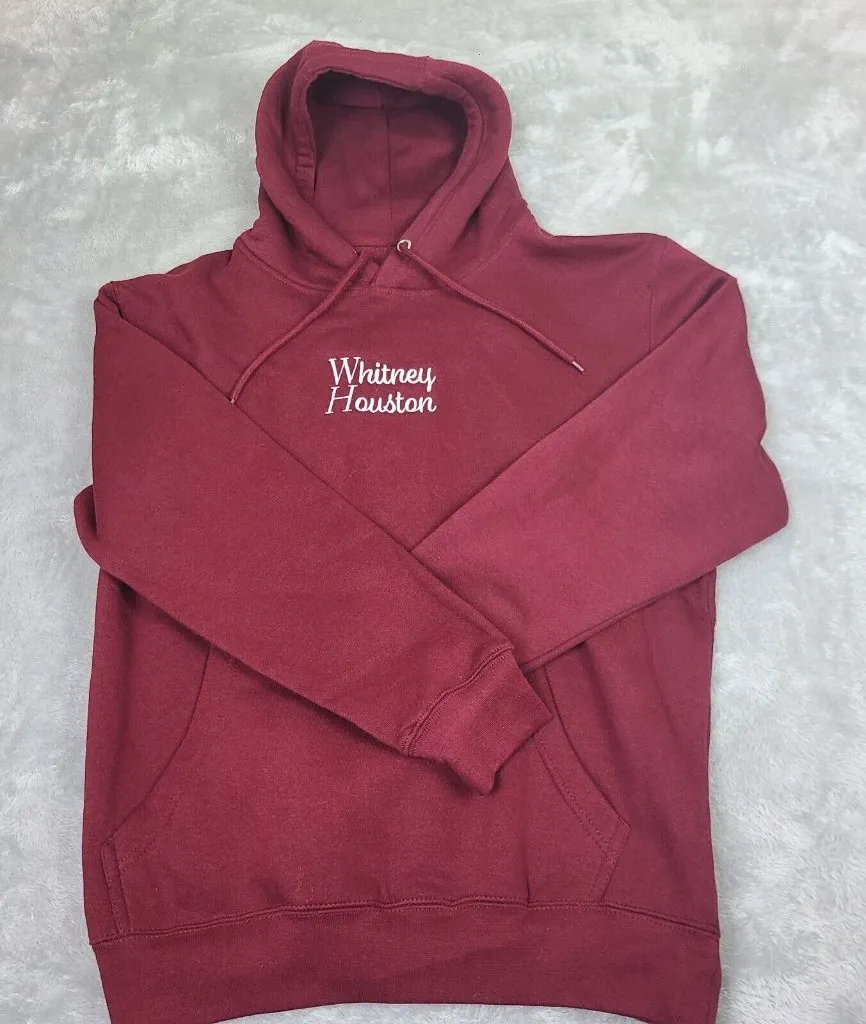 Whitney Houston Hoodie Hooded Sweatshirt Maroon Unixex Size Medium Red - Image 1