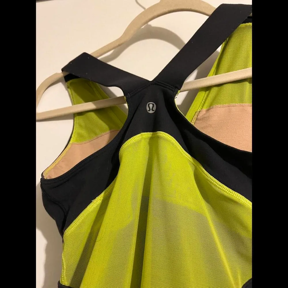 Lululemon Women's Athletica Sports Bra - Black & Lime Green - Image 4