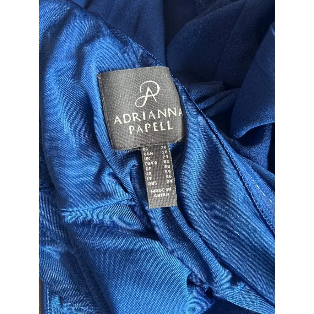 Adrianna Papell Draped One Shoulder Rhinestone Jumpsuit Royal Blue Womens Size 2 - Image 12