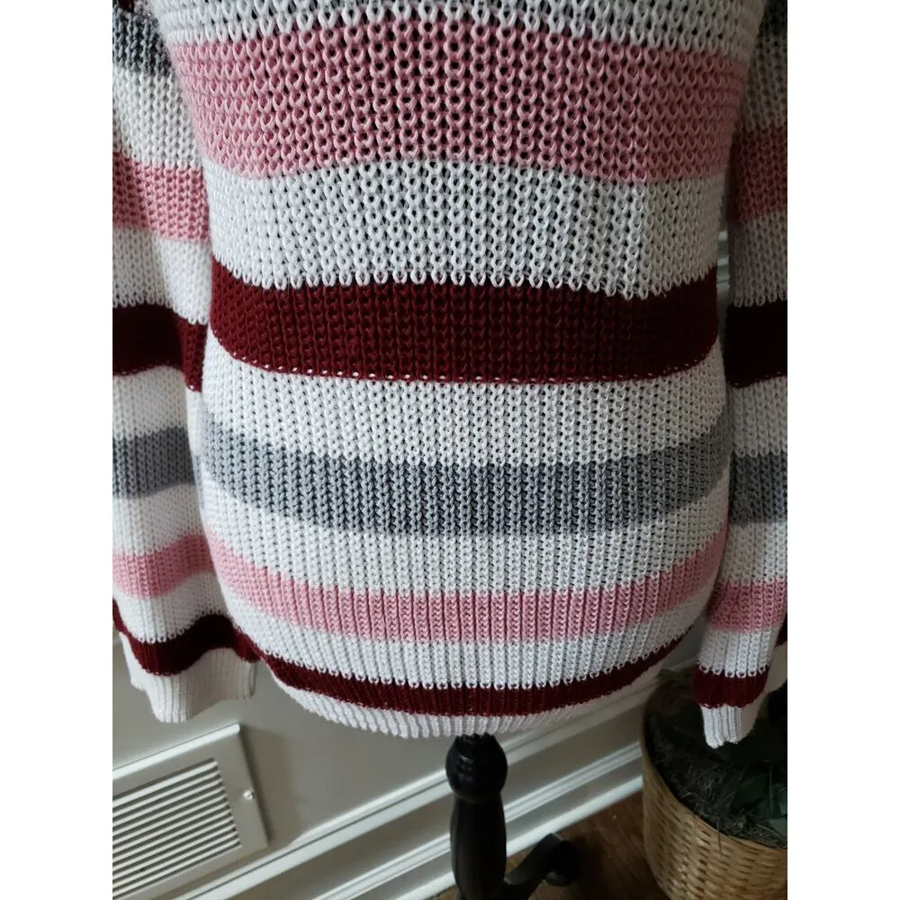 Pink Lily Sweater Women Small Multicolor Crew Neck Long Sleeves Stretched - Image 4