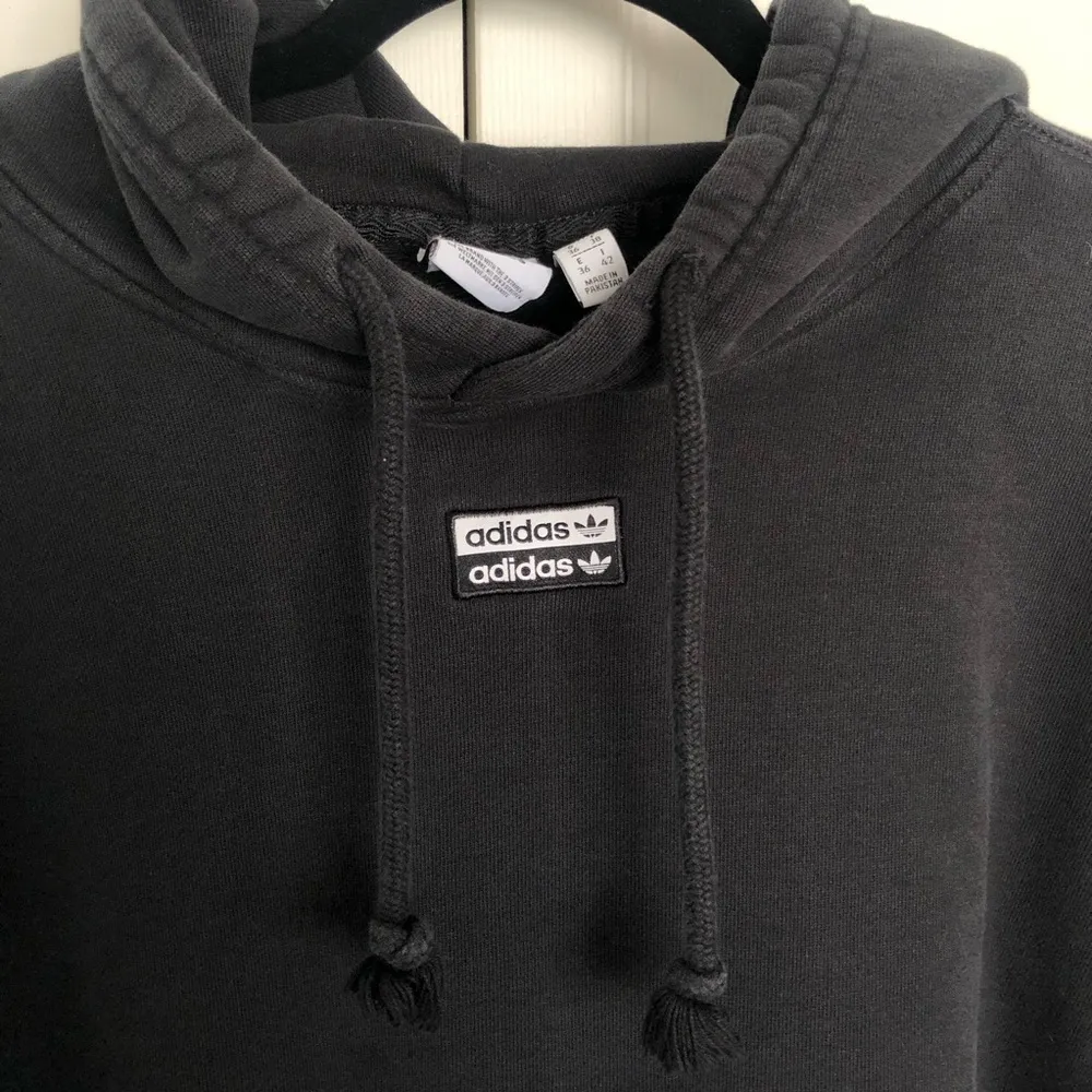 Women’s adidas Trefoil Logo Black and White Crop Hoodie Size S - Image 4