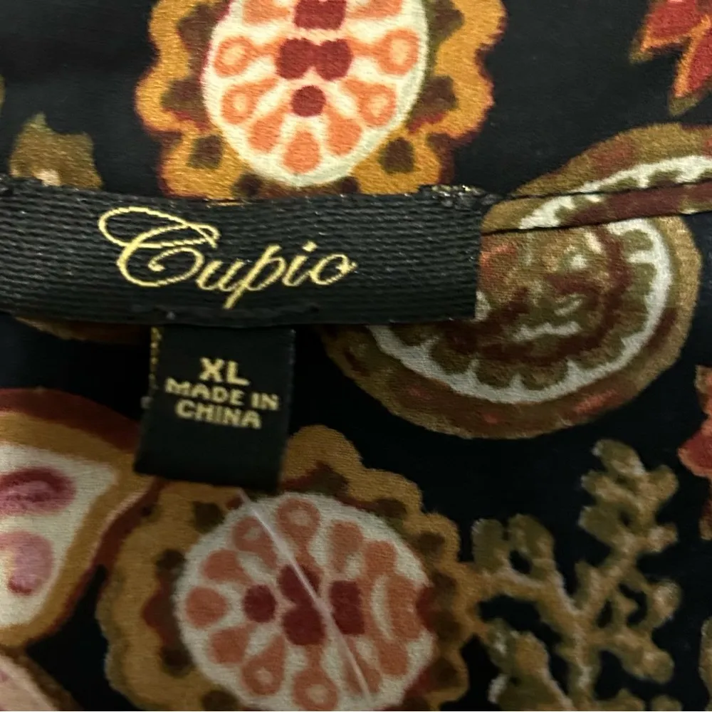 Cupio retro boho chic paisley floral high low midi blouse size X-Large - Image 4