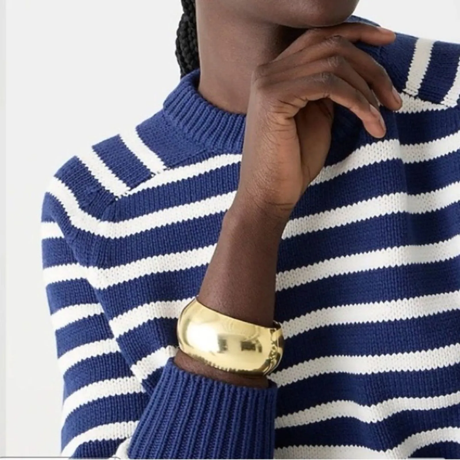 NWT J.Crew Relaxed Stripe Crewneck Sweater Womens Chunky Knit Nautical Fisherman - Image 6