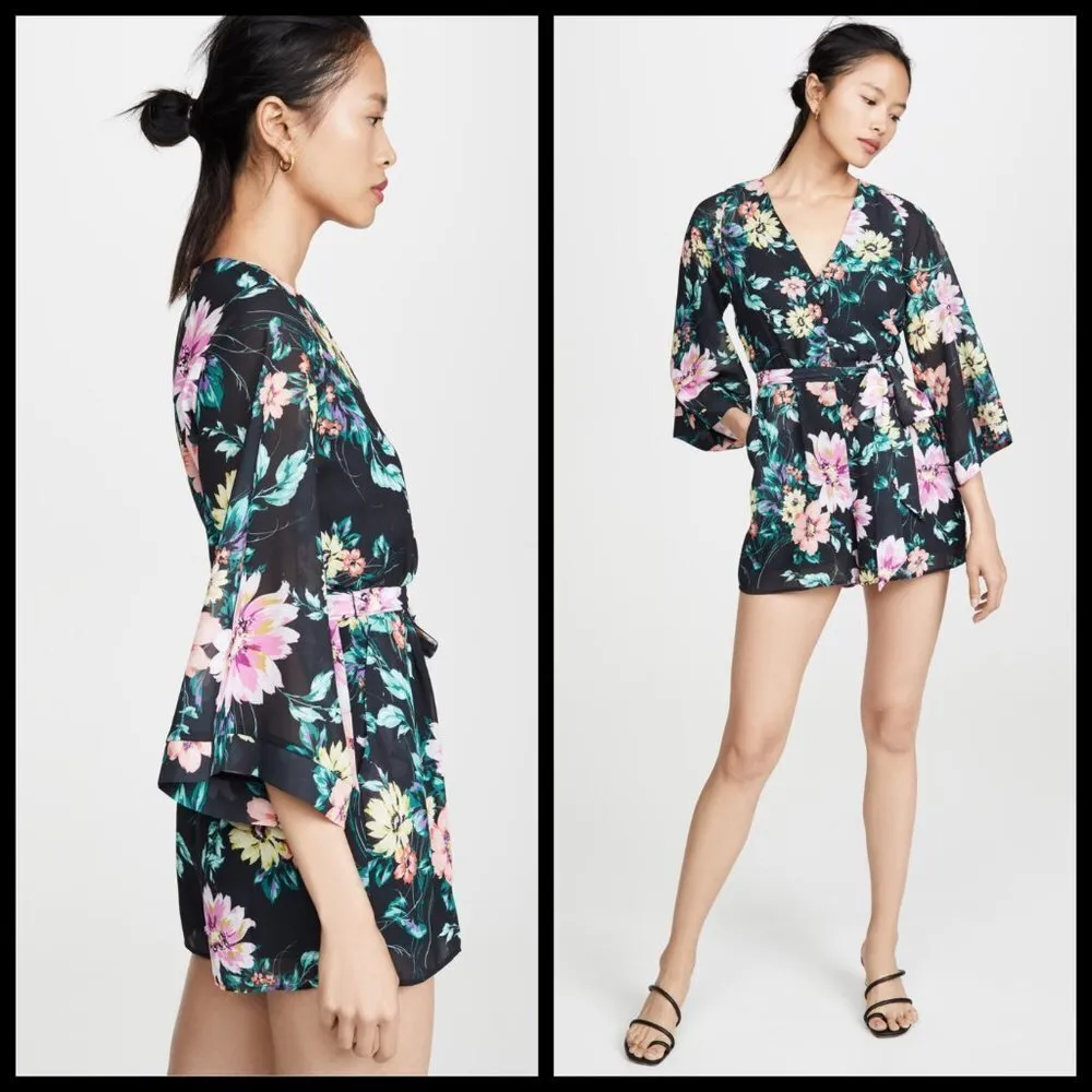 💕YUMI KIM💕 Lotus Floral Romper ~ Wild Rose Black - Image 6