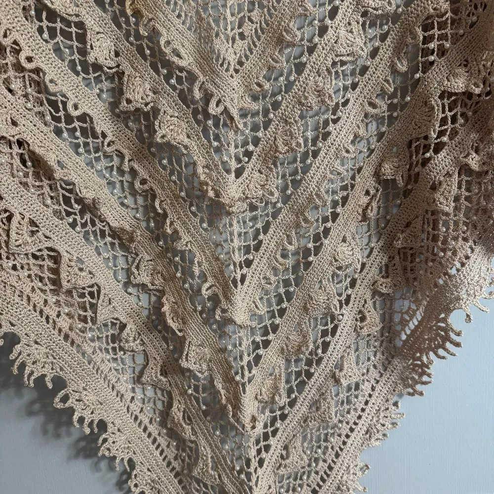 Nanette Lepore  Tan Crochet Shawl - Image 8