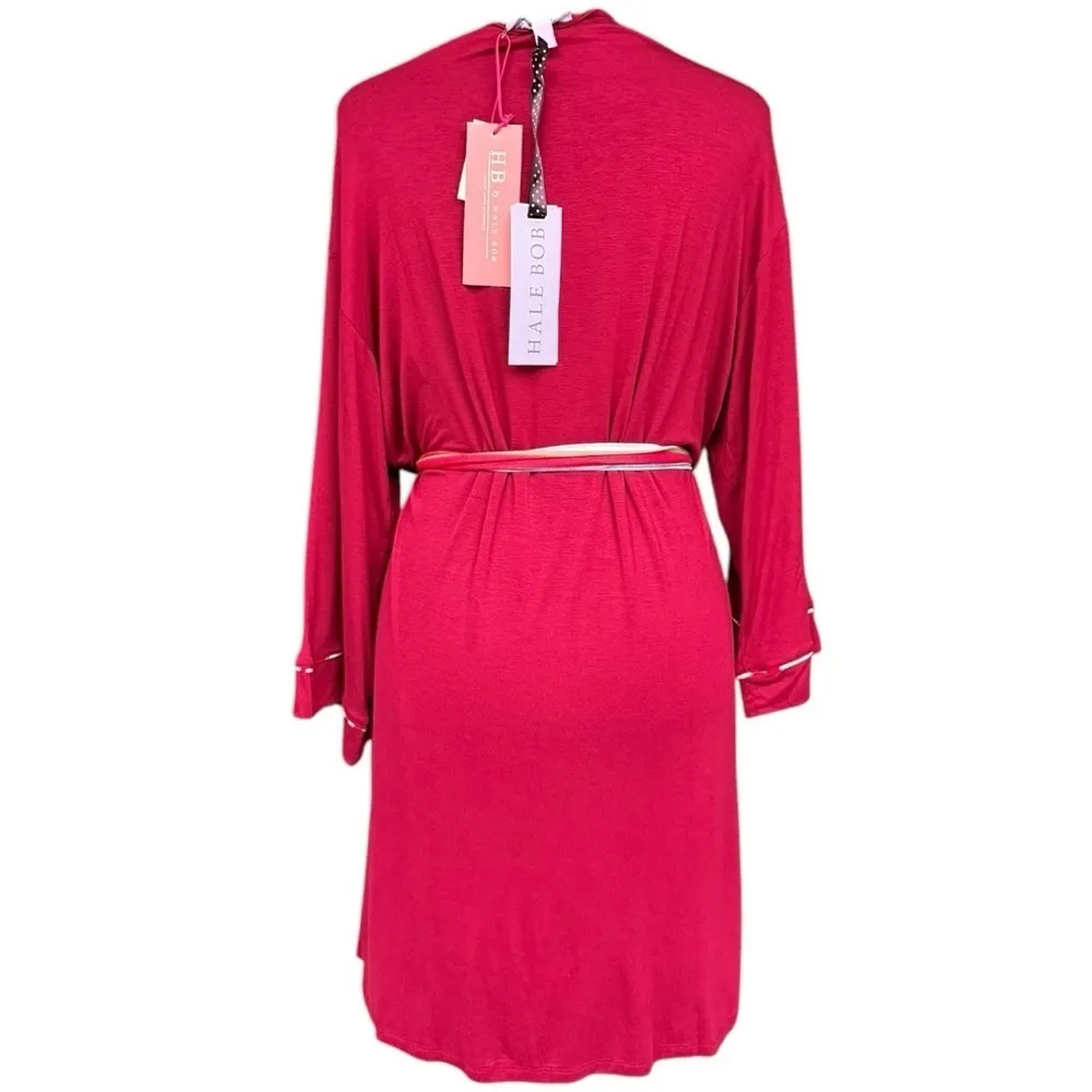 Hale Bob Burgundy Cozy Kimono Robe with Tie Belt - Size L NWT - Image 7