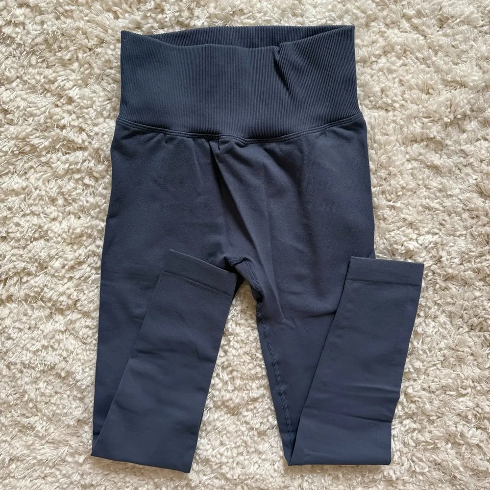 workout seamless scrunch leggings slate grey blue - Image 2