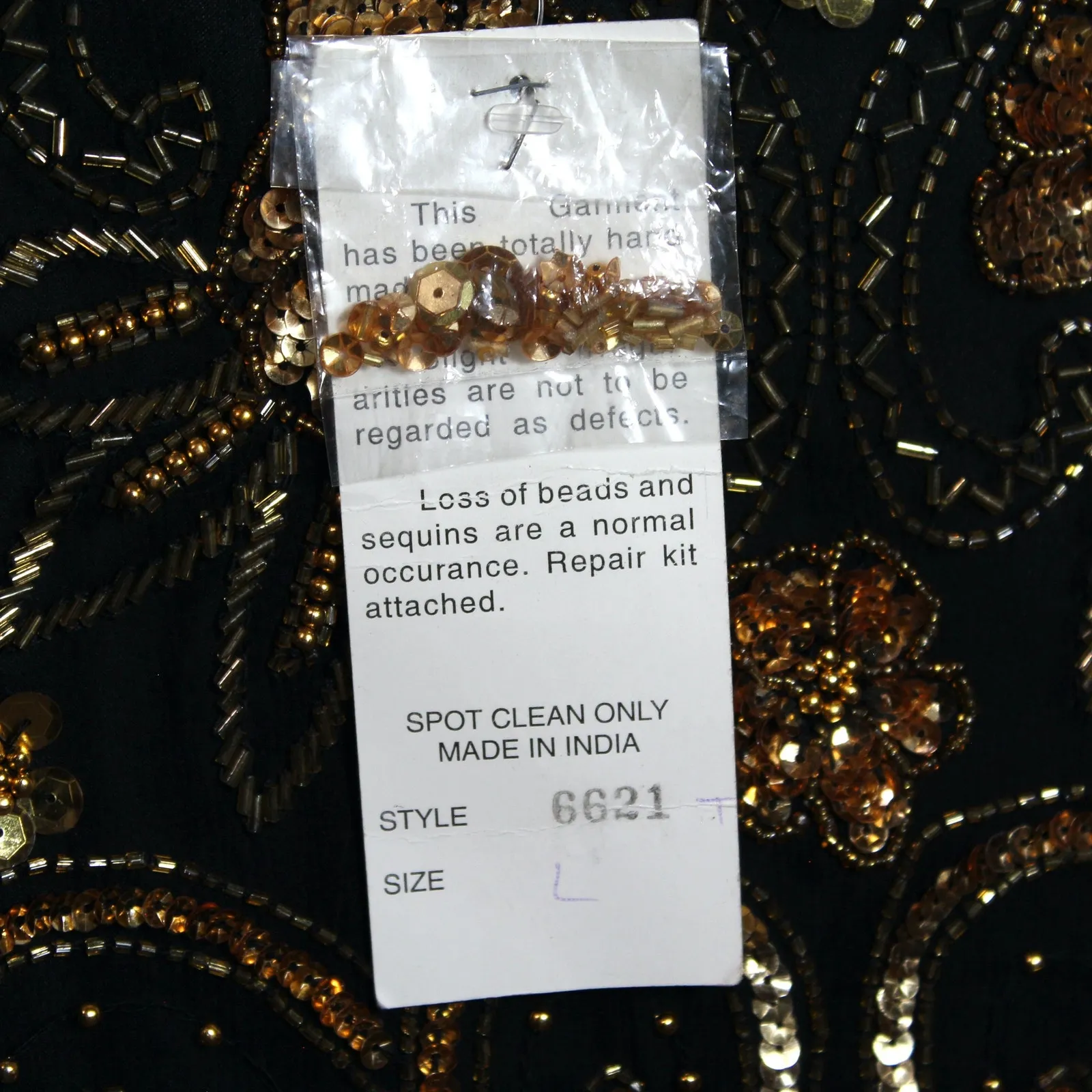 Laurence Kazar Vintage Black Silk Blouse Long Sleeve with Gold Beading Size L - Image 11