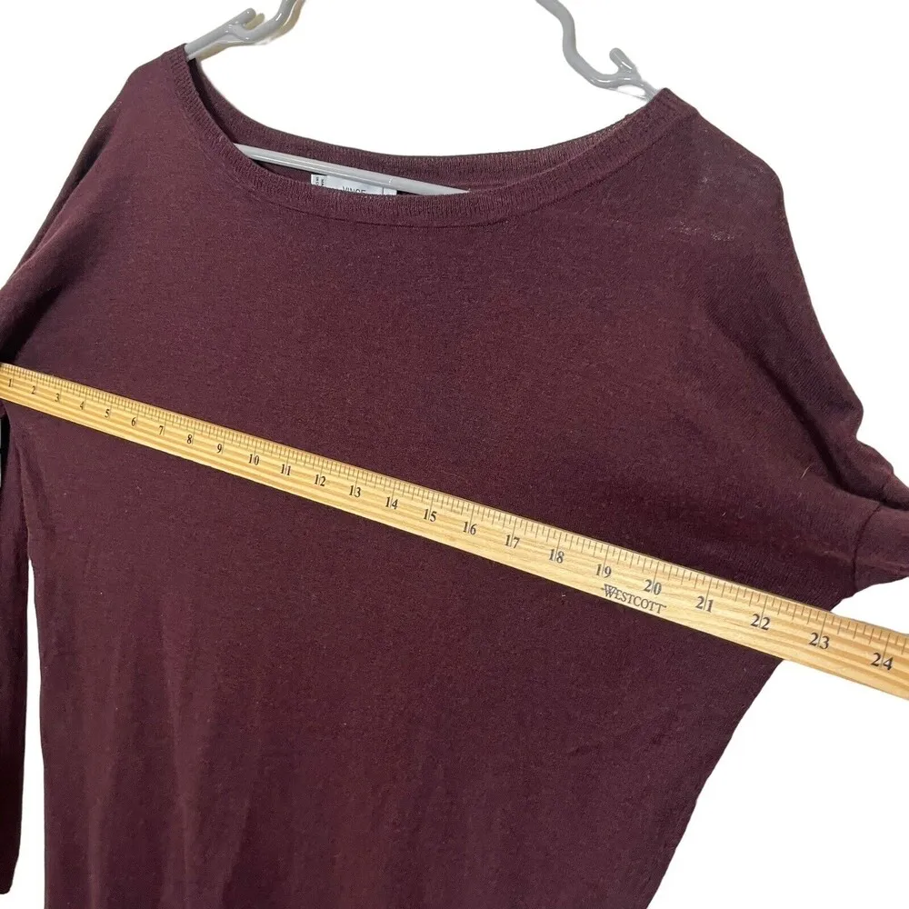 Vince Womens Essential Long Sleeve Crewneck Tee Top Knit Burgundy Size XS FLAWED - Image 7