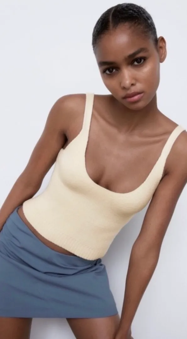 Cropped Knit Top - Image 3