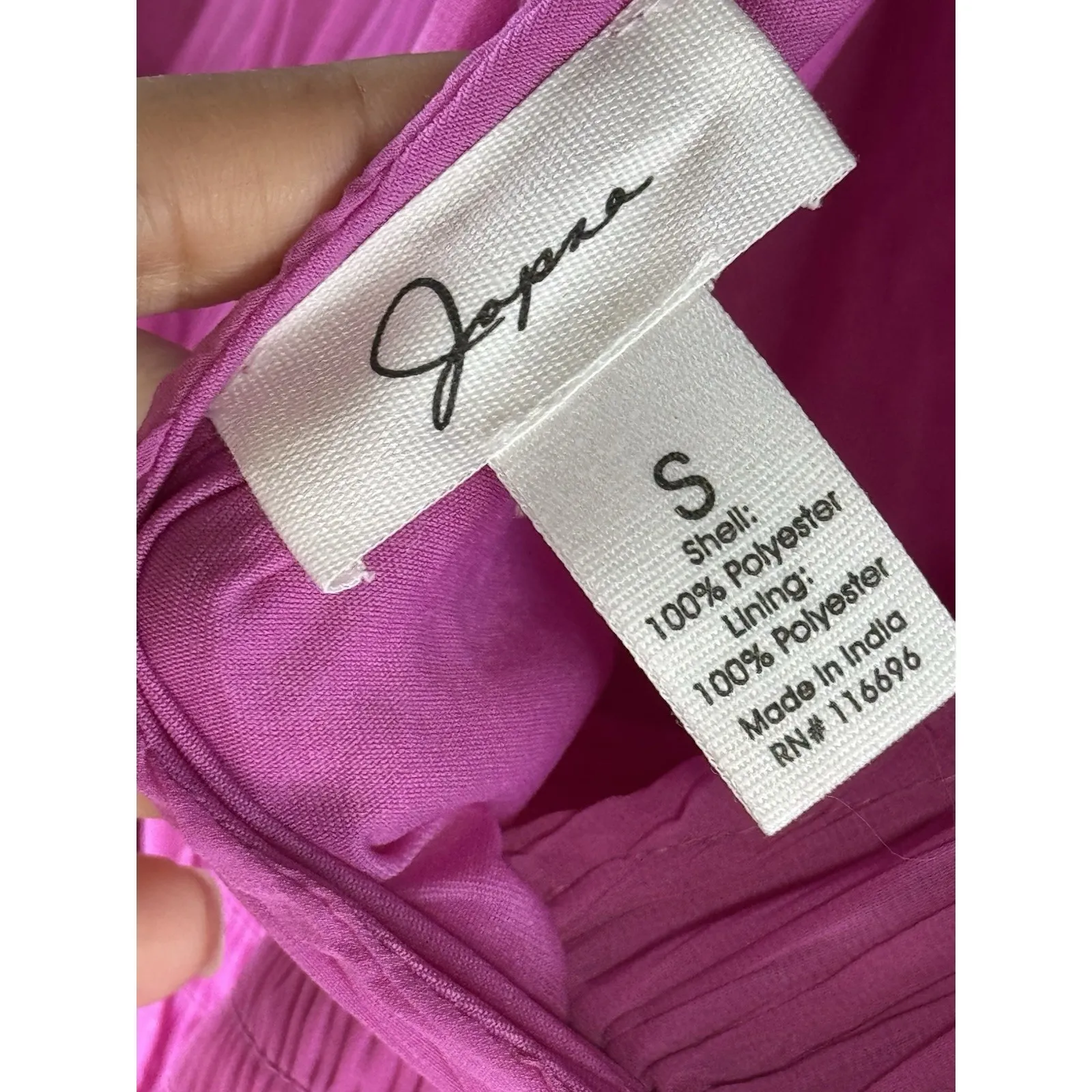 Japna Pink Crinkle Flutter‎ Sleeve Maxi Dress V-Neck Flowy Bohemian Summer - Image 4