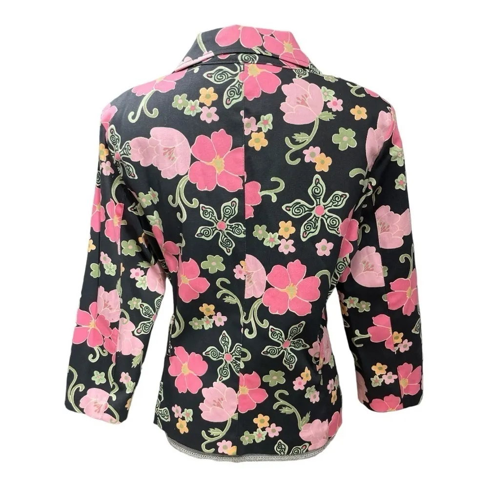 Zinc Cotton Spandex bland Floral buttons up front blazer ladies sz XL - Image 4