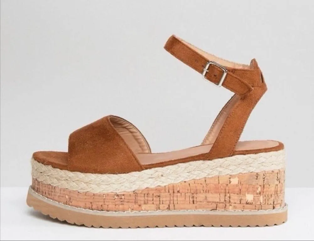 Boohoo Brown Sandals with Platform Espadrille Style Size 8 - Image 8