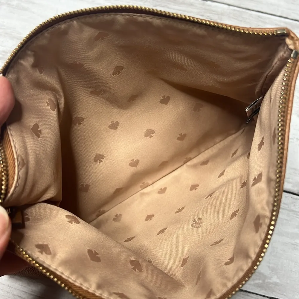 Kate Spade Camel Tan Pebbled Leather Zippered Clutch Bag - Image 8