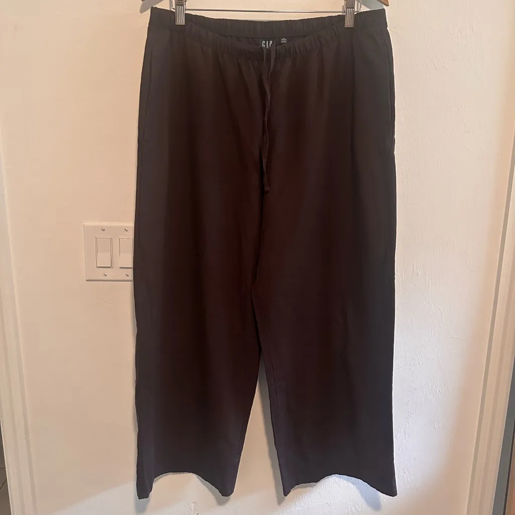 GAP Linen Blend Easy Wide Hem Pants in Terra Brown Sz L Petite - Image 7