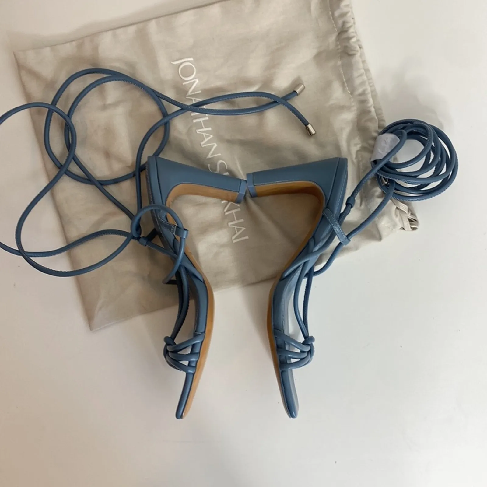 NEW Jonathan Simkhai MEGHAN HEELED WRAP SANDAL blue 35 Size undefined - Image 7