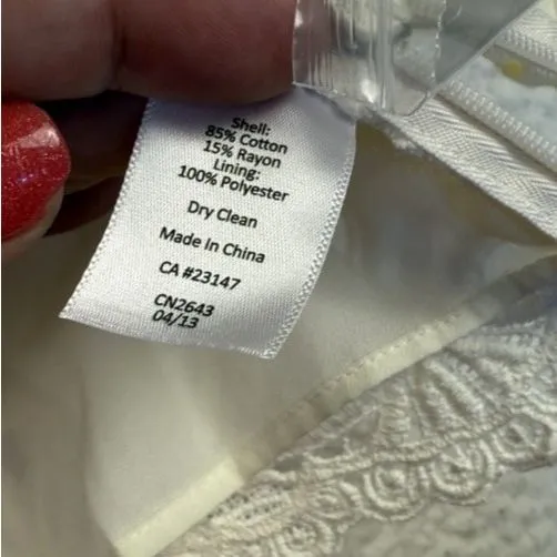 NEW Talbots Shirt Womens 14‎ Ivory Floral Lace Short Sleeve Scalloped Hem Casual - Image 5